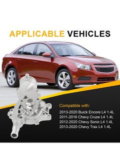 RADHLBNIU Water Pump Thermostat Kit Fit for Buick Encore 2013-2020, Fit for Chevy Cruze 2011-2016 Sonic 2012-2020 Trax 2013-2020 L4 1.4L Turbocharged Engine Replaces # AW6662 25192709 55565336 902808  - Image 3