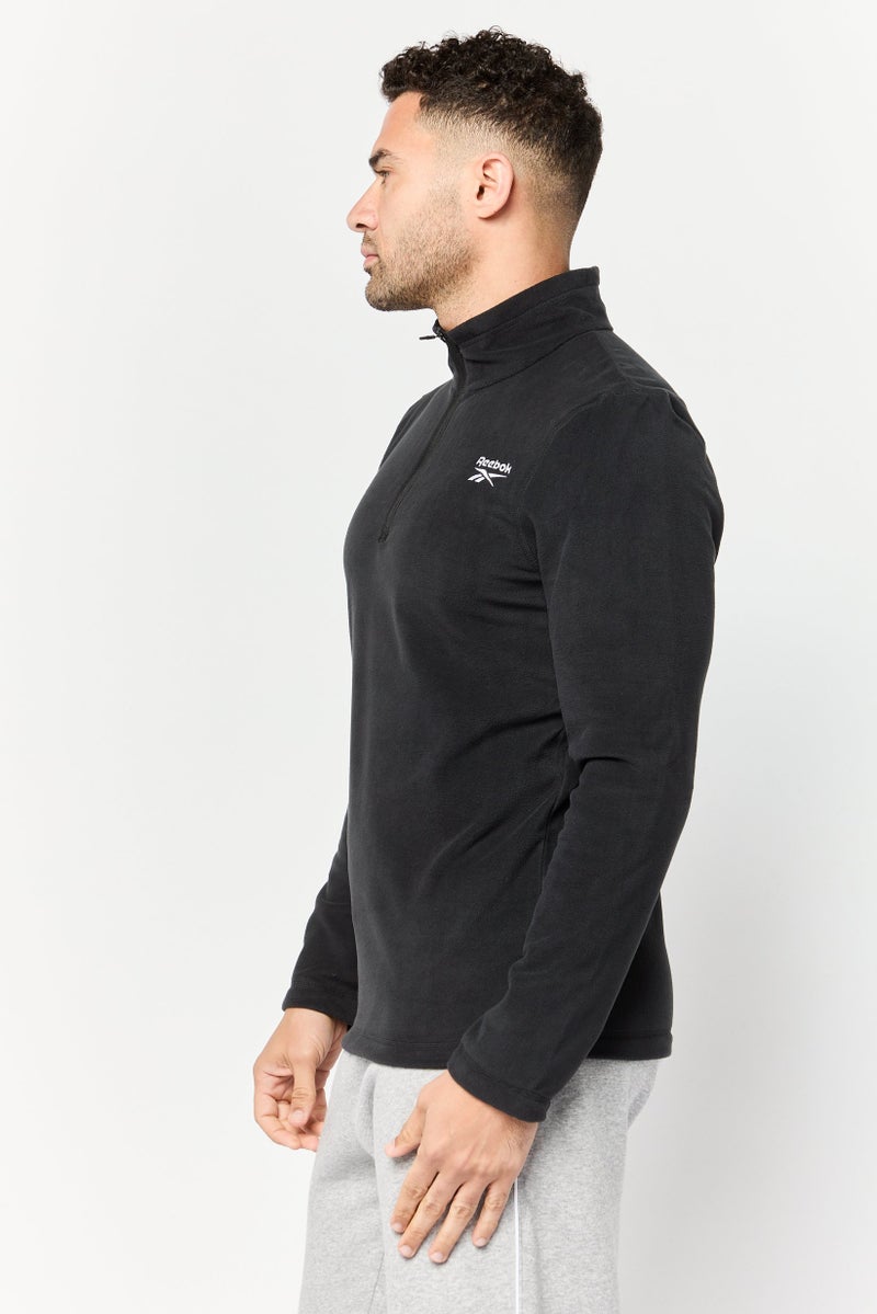 Reebok سويت شيرت رياضي للرجال بأكمام طويلة، أسود - Image 4