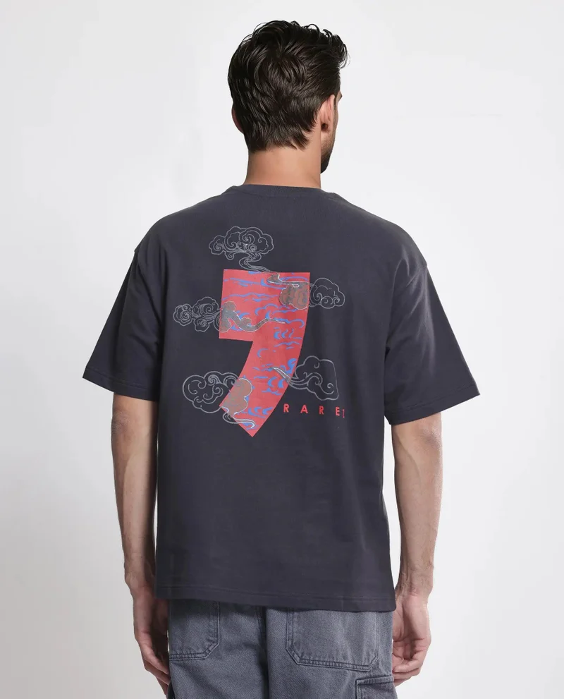 Rare Rabbit Men's Oversized Back Graphic Print T-Shirt