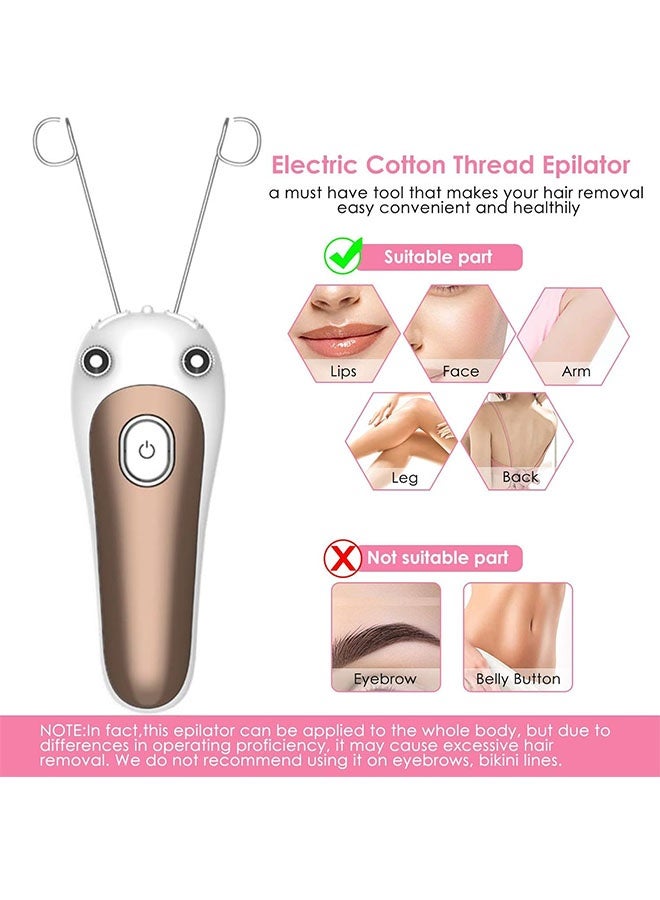 Lady Facial Threading Hair Remover Electric, Cotton Thread Epilator for Women, Painless Facial Hair Remover with USB Rechargeable for Lips Cheek, Arm and Leg Hair Removal - Image 4