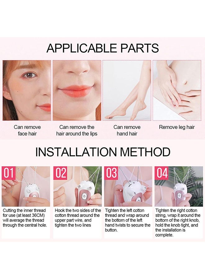Lady Facial Threading Hair Remover Electric, Cotton Thread Epilator for Women, Painless Facial Hair Remover with USB Rechargeable for Lips Cheek, Arm and Leg Hair Removal - Image 5