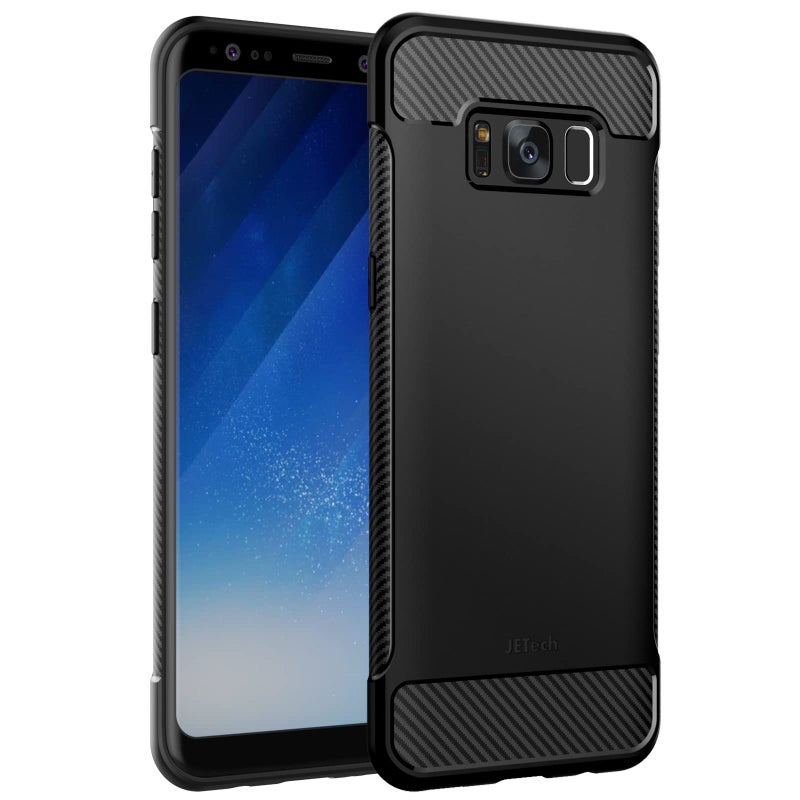 JETech Slim Fit Case for Samsung Galaxy S8, Thin Phone Cover with Shock-Absorption and Carbon Fiber Design (Black) - Image 1