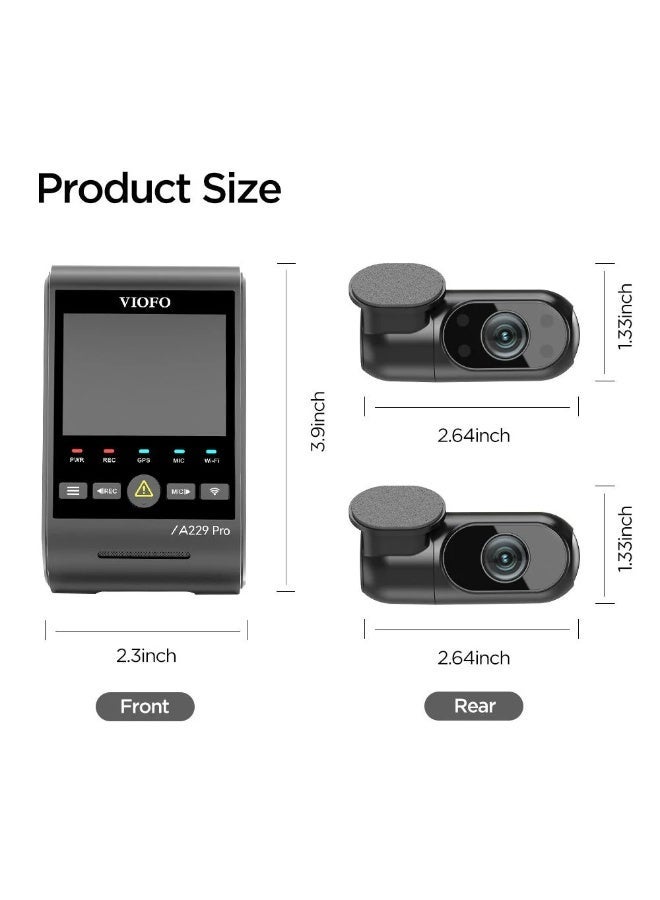 فيوفو كاميرا داش كام احترافية بدقة 4K من VIOFO بثلاث قنوات تصوير (أمامي + خلفي + داخلي)، مزودة بمستشعر Sony STARVIS 2 لضمان وضوح عالي حتى في الإضاءة المنخفضة، مع دعم WiFi مزدوج وGPS ووضع المراقبة أثناء التوقف - Image 5