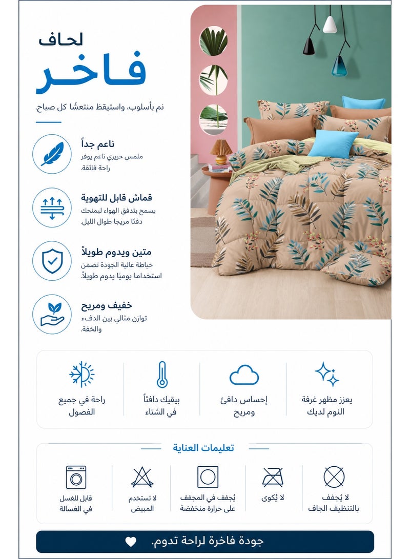 Palm Breeze Printed Comforter Set Full Size 190 x 245 cm with Flat Bedsheet & Pillow Covers, Premium Printed Bedding Set - Image 4