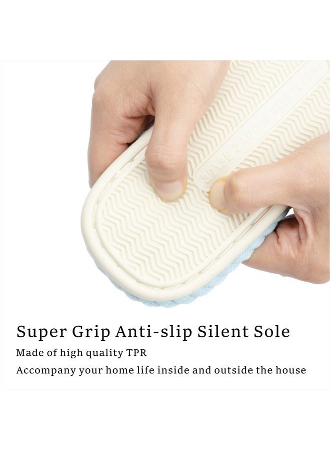 Chantomoo Slippers for Women Memory Foam House Womens Slipper Slides Home Bedroom Bathroom Spa Open Toe Corduroy Bow Slippers Cozy Comfortable Light Blue 40/41 EU - Image 4