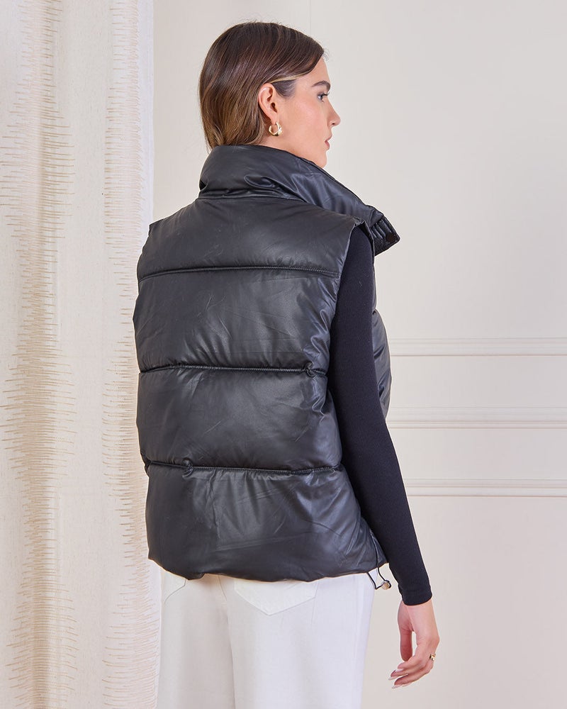 REDTAG Women Black Padded Vest Jacket - Image 4