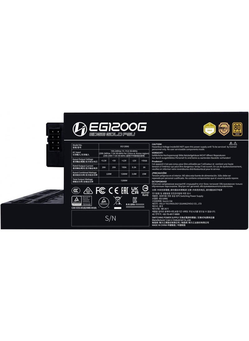 LIAN LI EDGE GOLD Fully Modular Power Supply, 1200W Power, 80 PLUS Gold Efficiency, 120mm FDB Fan Type, Active PFC, ATX 3.1 Form Factor, 2400 RPM Fan Speed, Black | EG1200G.BLACK  - Image 5