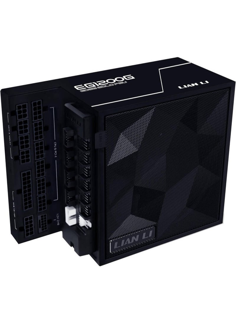 LIAN LI EDGE GOLD Fully Modular Power Supply, 1200W Power, 80 PLUS Gold Efficiency, 120mm FDB Fan Type, Active PFC, ATX 3.1 Form Factor, 2400 RPM Fan Speed, Black | EG1200G.BLACK  - Image 1