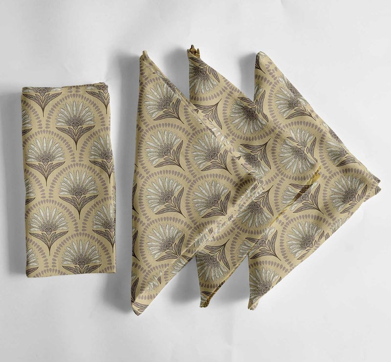 Vargottam Tropical Canopy Cotton Muslin Napkins - Set of 12, 20x20 Inches, Beige with Rich Jungle Motifs, Ideal for Spring and Summer Gatherings, Parties, and Everyday Use - Machine Washable - Image 1