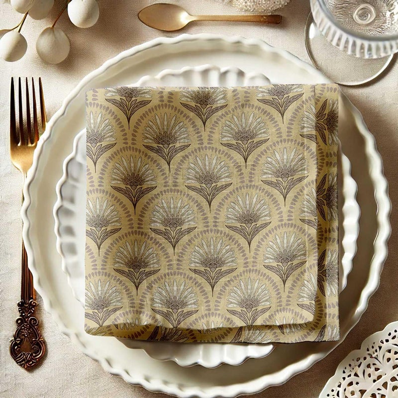 Vargottam Tropical Canopy Cotton Muslin Napkins - Set of 12, 20x20 Inches, Beige with Rich Jungle Motifs, Ideal for Spring and Summer Gatherings, Parties, and Everyday Use - Machine Washable - Image 5