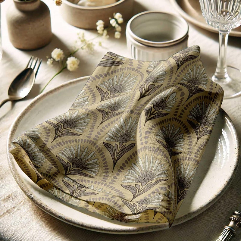 Vargottam Tropical Canopy Cotton Muslin Napkins - Set of 12, 20x20 Inches, Beige with Rich Jungle Motifs, Ideal for Spring and Summer Gatherings, Parties, and Everyday Use - Machine Washable - Image 3