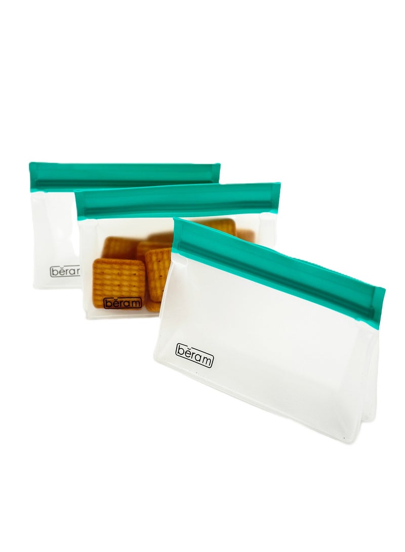 Beram Reusable Food Storage Bags, Reusable Sandwich Bags, Preserving Food Container, Peva Pouches, Food Storage Set, Cooking, Lunch, Snack, Baby Food Prep, Freezer Bags, Standing Ziplock Bags, 3 Travel Bags  - Image 1