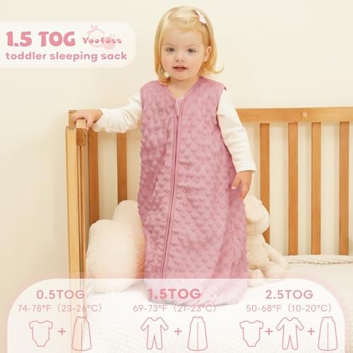 Yoofoss Fleece Baby Sleep Sack 12-18 Months with Plush Dots, TOG 1.5 Baby Wearable Blanket with 2-Way Zipper, Organic Cotton Toddler Sleep Sack Fleece - Image 5