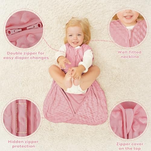Yoofoss Fleece Baby Sleep Sack 12-18 Months with Plush Dots, TOG 1.5 Baby Wearable Blanket with 2-Way Zipper, Organic Cotton Toddler Sleep Sack Fleece - Image 3