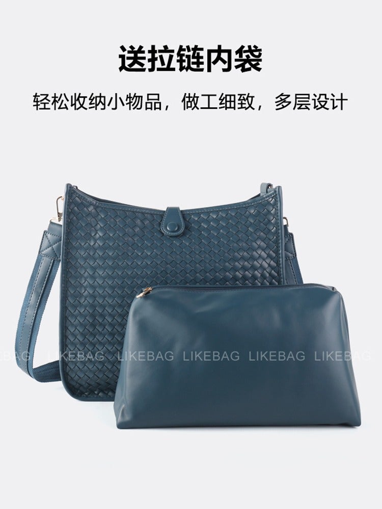 Simple Texture Woven Large Shoulder Messenger Bag Casual Ribbon Shopping Large Capacity Bag - Image 4