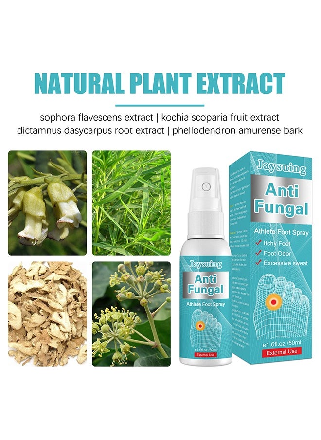 Jaysuing - Anti Fungal Athletes Foot Treatment Spray, Prevent Athlete's Foot,Smelly Feet,Relieve Itching of Feet, Sweating, Peeling And Blisters, Natural Ingredients Foot Fungi Spray For Tinea Pedis 50ML - Image 1