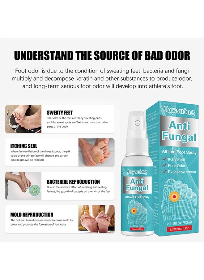Jaysuing - Anti Fungal Athletes Foot Treatment Spray, Prevent Athlete's Foot,Smelly Feet,Relieve Itching of Feet, Sweating, Peeling And Blisters, Natural Ingredients Foot Fungi Spray For Tinea Pedis 50ML - Image 1