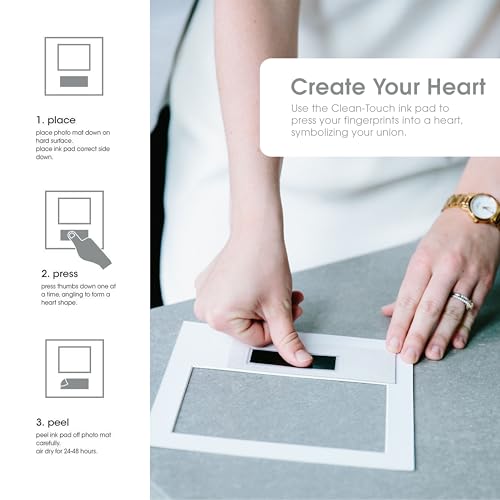 Pearhead Heart Thumbprint Photo Frame and Ink Kit, Wedding Keepsake Registry or Reception Idea, Clean-Touch Pad Included, Bridal Shower Gift, Wall Mount or Tabletop Display, 4x6 Photo, White - Image 4