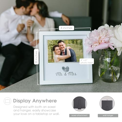 Pearhead Heart Thumbprint Photo Frame and Ink Kit, Wedding Keepsake Registry or Reception Idea, Clean-Touch Pad Included, Bridal Shower Gift, Wall Mount or Tabletop Display, 4x6 Photo, White - Image 3