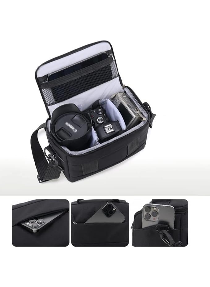 PTTIMFFM Multifunctional Camera Bag, Waterproof Padded Shoulder Bag for SLR/DSLR, Portable Storage Case for Projectors, Drones, Lenses, Photography, Fishing Gear (Black) - Image 4
