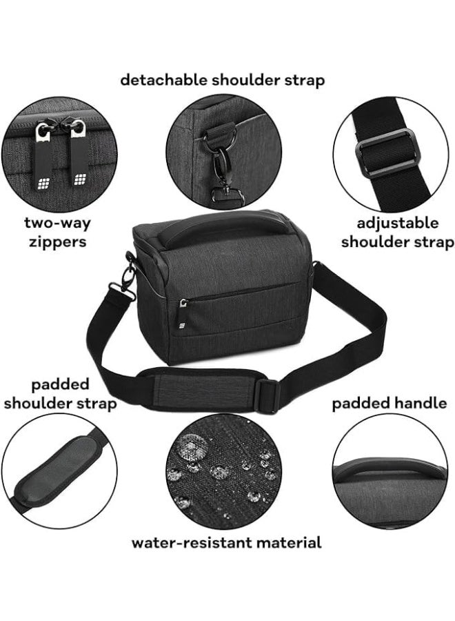 PTTIMFFM Multifunctional Camera Bag, Waterproof Padded Shoulder Bag for SLR/DSLR, Portable Storage Case for Projectors, Drones, Lenses, Photography, Fishing Gear (Black) - Image 2