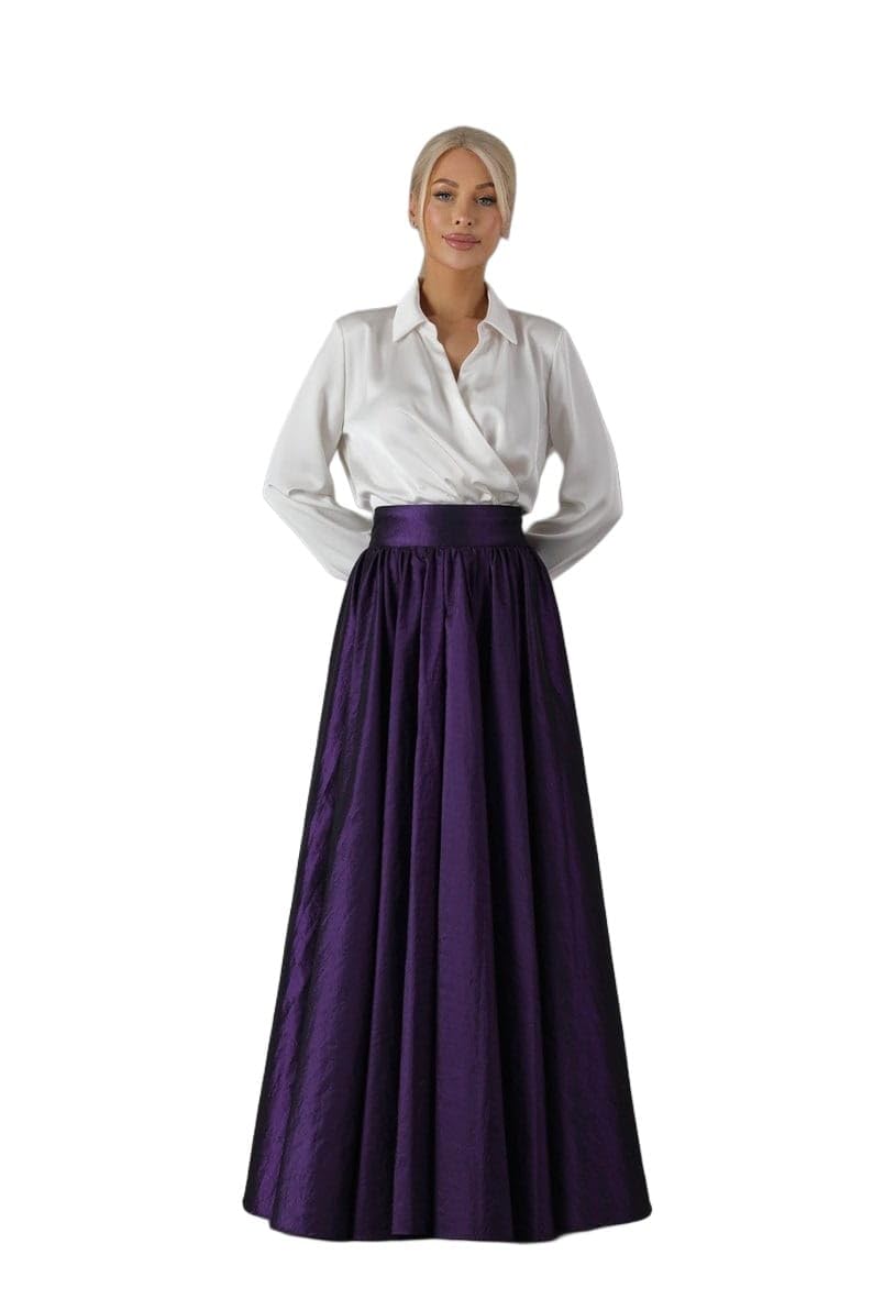 JANAK Women's Long Flared Silk Skirt 380 (in, Alpha, Free Size, Regular, Purple) - Image 1