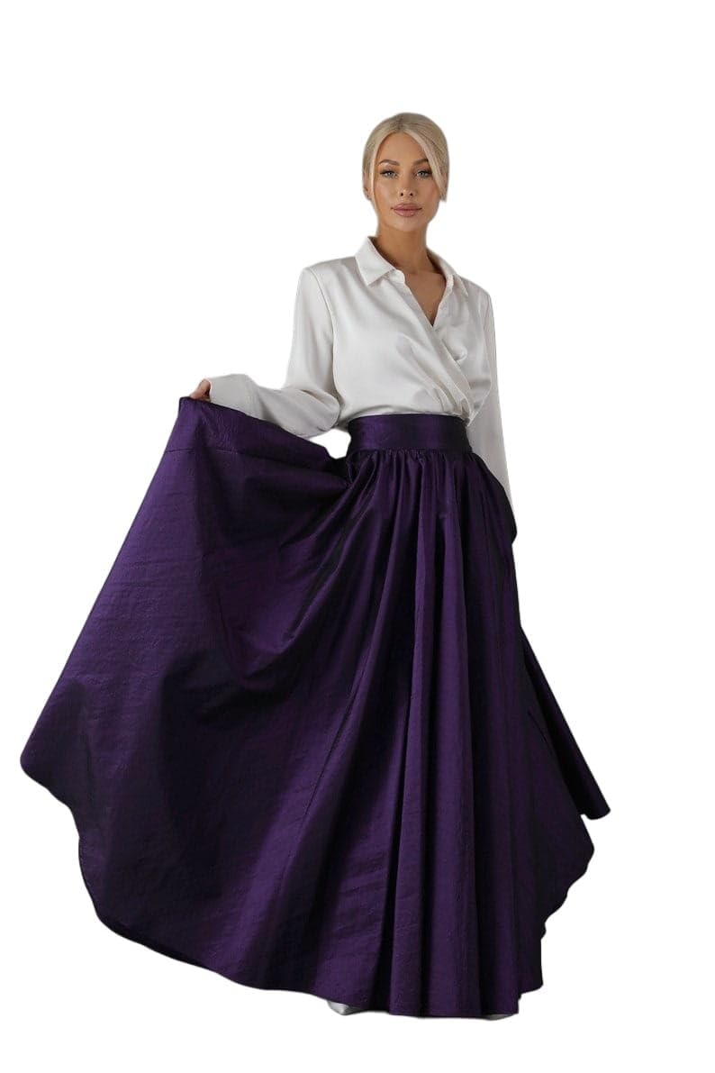 JANAK Women's Long Flared Silk Skirt 380 (in, Alpha, Free Size, Regular, Purple) - Image 4