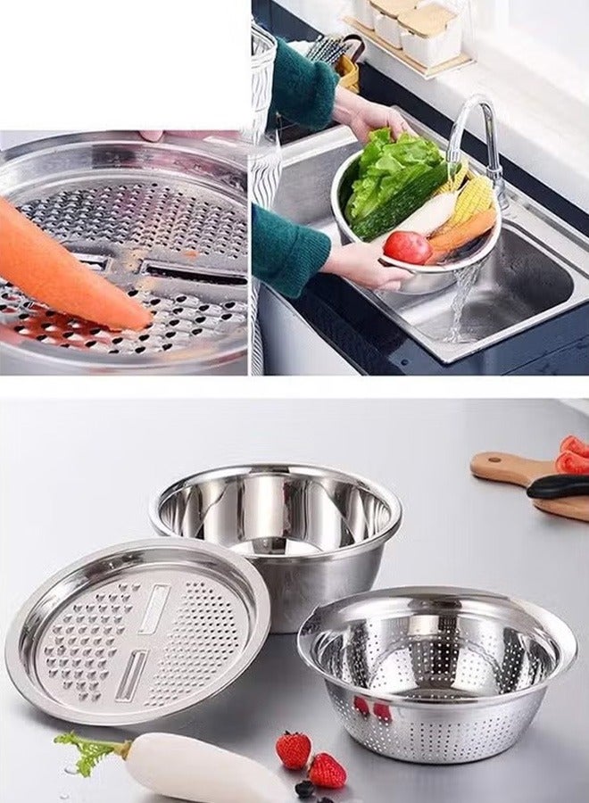 Multifunctional Stainless Steel Kitchen Basin 3-Piece Set27x10.5x27CM - Image 2