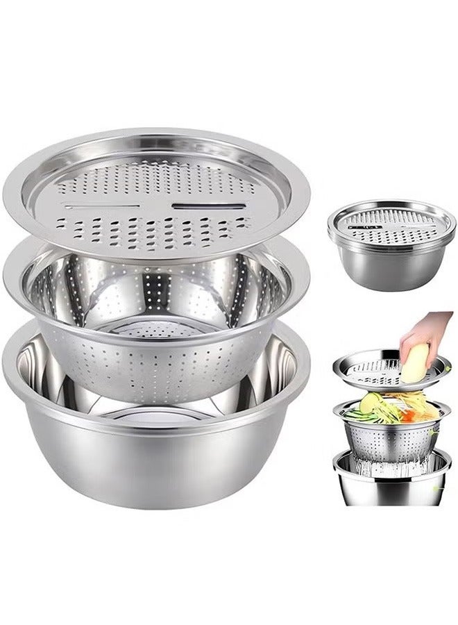Multifunctional Stainless Steel Kitchen Basin 3-Piece Set27x10.5x27CM - Image 1