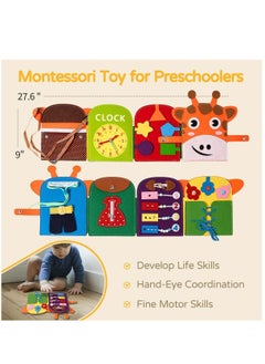 YelaJoy Busy Board for Toddlers 1-3, Giraffe Montessori Sensory Toys,Plane Travel Activities Educational Toys,Busy Board for 1+ Year Old Basic Dress Skills Toys for Boys & Girls Gifts  - Image 5