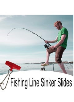 Generic 40 Pcs T Shape Fishing Line Sinkers with Duo Lock Snaps for Sea Fishing Red Clips  - Image 5