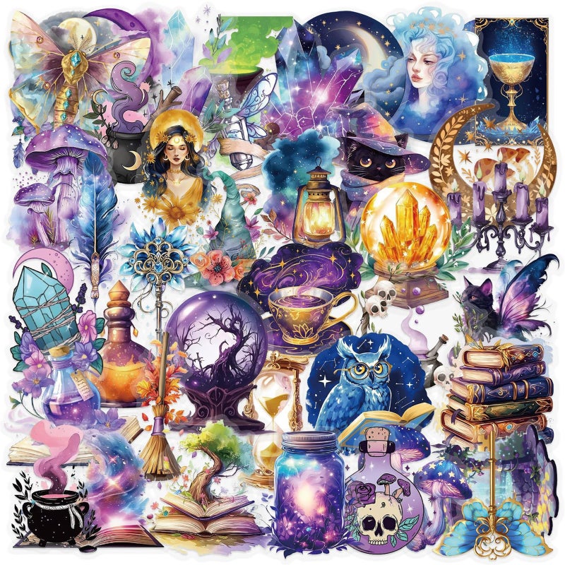 WASHBO 50 Pieces Magic Stickers for Transparent Scrapbooking Witchy Crystal Aesthetic SelfAdhesive Scrapbooking Stickers Supplies Journal Stuffers for Adult Card Making Letters DIY - Image 3