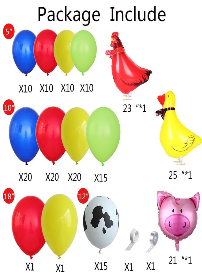 UAEYW Farm Animals Party Decorations 138Pcs Cow Print Balloon Arch Garland Kit Red Yellow Blue Green Animal Balloons for Farmhouse Barn Birthday Country Western Cowboy Baby Shower Party Supplies - Image 2