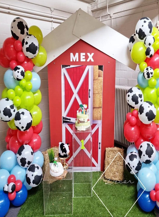 UAEYW Farm Animals Party Decorations 138Pcs Cow Print Balloon Arch Garland Kit Red Yellow Blue Green Animal Balloons for Farmhouse Barn Birthday Country Western Cowboy Baby Shower Party Supplies - Image 4