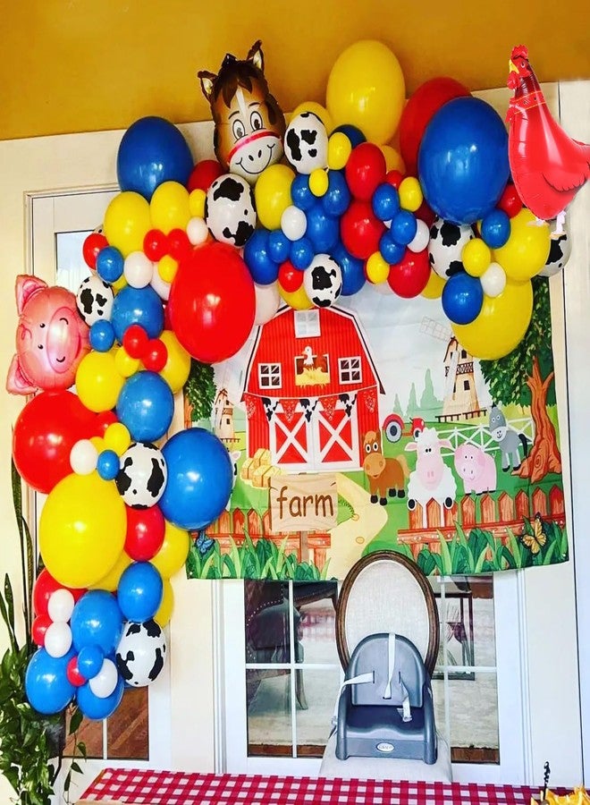 UAEYW Farm Animals Party Decorations 138Pcs Cow Print Balloon Arch Garland Kit Red Yellow Blue Green Animal Balloons for Farmhouse Barn Birthday Country Western Cowboy Baby Shower Party Supplies - Image 3