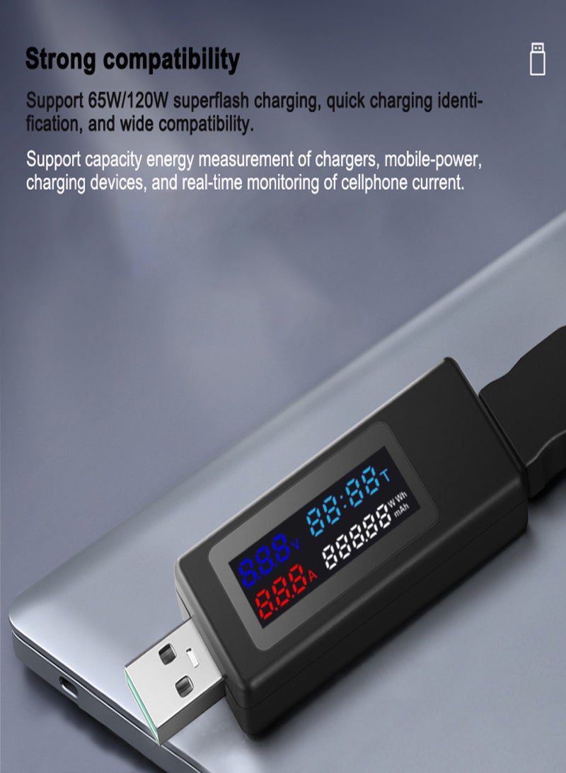 KWS-V30 USB Power Meter Tester 6in1 Current Voltage Timing Power Capacity Electric Quantity Tester with Power-off Memory Function - Image 5