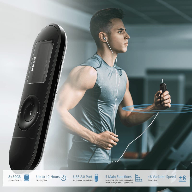 idoooz Mp3 Player, USB Mp3 Player with FM Radio, idoooz U2 8GB Music Player Expandable UP to 32 GB, USB Stick Mp3 Player for Running, Recording, Gym, Jogging, Sports, Lossless Sound Quality - Image 4