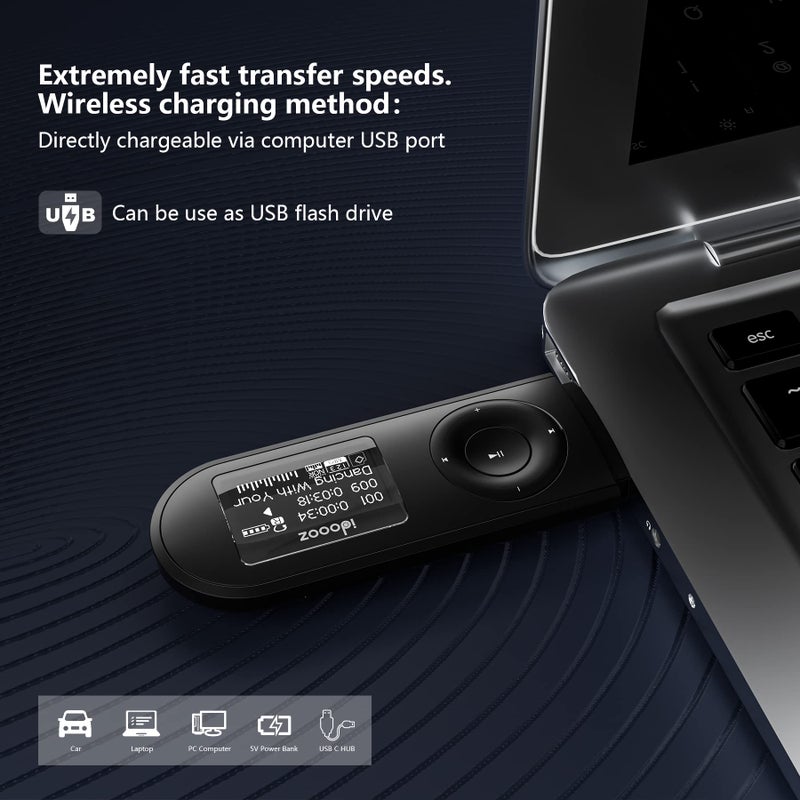 idoooz Mp3 Player, USB Mp3 Player with FM Radio, idoooz U2 8GB Music Player Expandable UP to 32 GB, USB Stick Mp3 Player for Running, Recording, Gym, Jogging, Sports, Lossless Sound Quality - Image 3