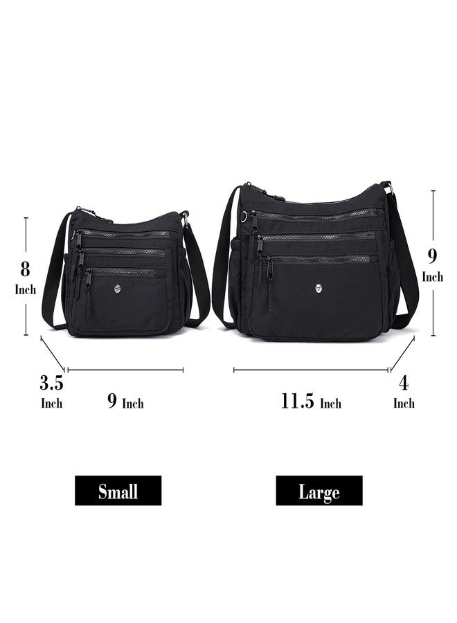 AOCINA Ladies Purses Crossbody Bags for Women Multi Pocket Purse Nylon Lightweight Handbags Shoulder Messenger Bag Pocketbook(Black) - Image 2
