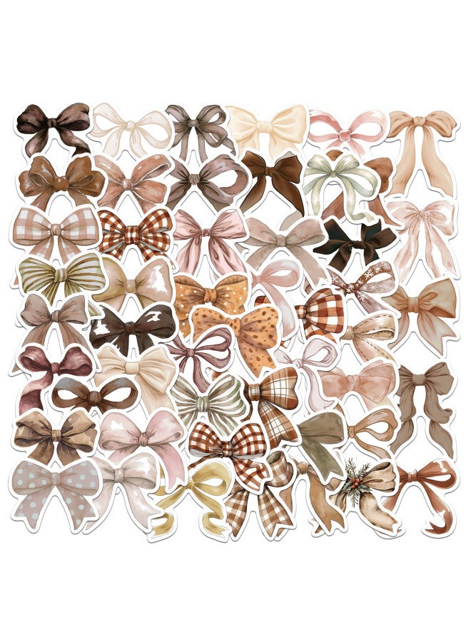 50 Coquette Bows Brown Bow Graffiti Stickers Decorative Mobile Phone Shell Hand Account Stickers