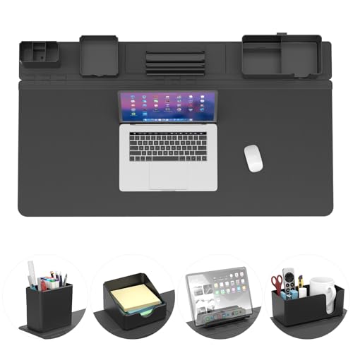 KDD Desk Pad and Magnetic Organizer Set 5 in 1 Large Mouse Mat with Phone Stand Cup Holder Pen Holder Storage Box Card Case Multifunction DIY Desktop Storage Accessories for Office and Home - Image 1