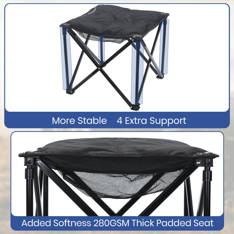 XplrKamp Padded Camping Stool, 18 Inch Oversized Folding Camping Foot Rest, 500lb Outdoor Camp Chair Footstool, Portable Camping Ottoman w/Storage Net, Carry Bag, for Camping Gardening (1, Black) - Image 3