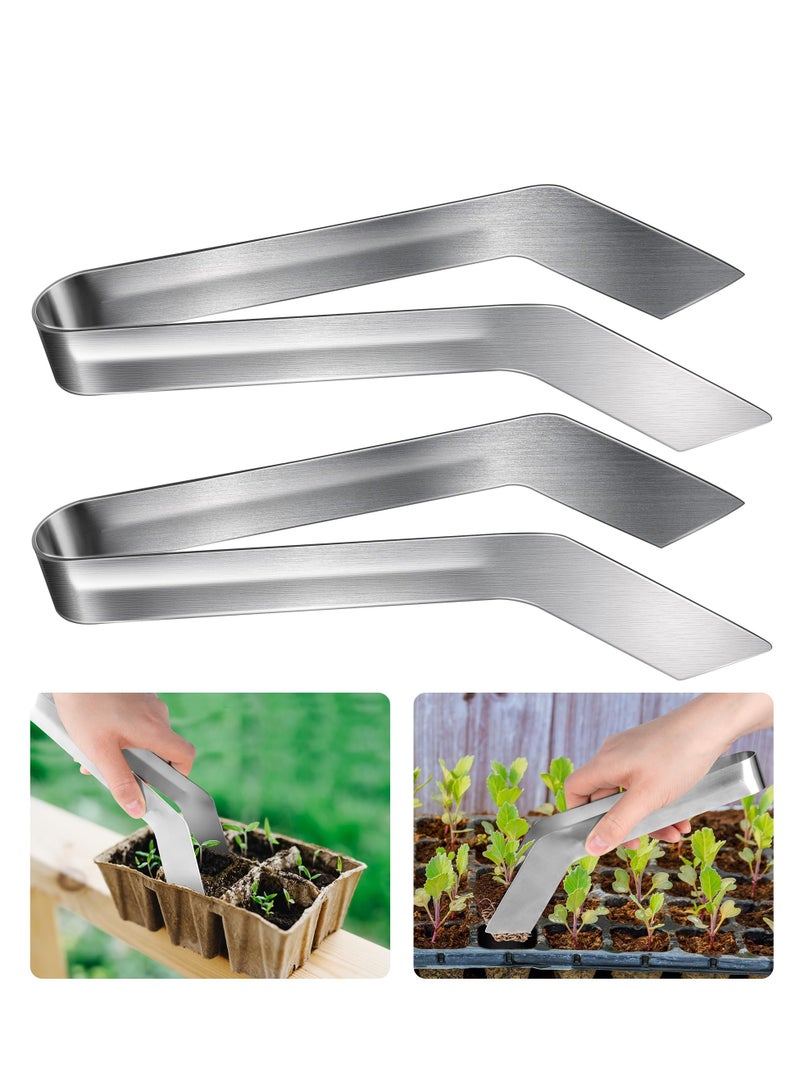 SYOSI Seedling Transplant Tongs, 8.7 Inch Stainless Steel Seedling Starters Remove Tongs Seedling Transplanting Tool Seedling Easy Transplanter  to Reduce Damage to Roots (2 Pcs) - Image 1