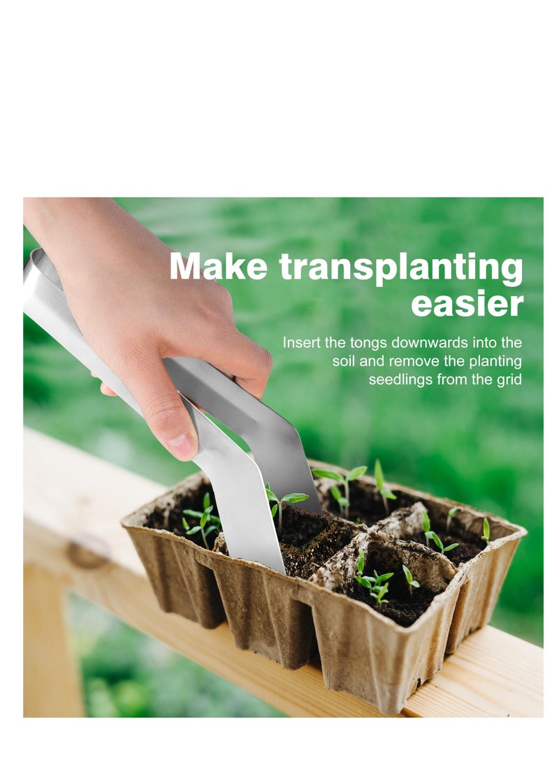 SYOSI Seedling Transplant Tongs, 8.7 Inch Stainless Steel Seedling Starters Remove Tongs Seedling Transplanting Tool Seedling Easy Transplanter  to Reduce Damage to Roots (2 Pcs) - Image 5