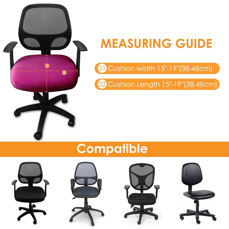 Yikko Yikko Velvet Chair Seat Cusion Covers for 14.96-18.89 Inch Office Computer Chair Covers  with Straps Washable Slipcovers Protector  Home  Dining Room Bar Wedding Party Decor (Hot Pink  1)  - Image 4