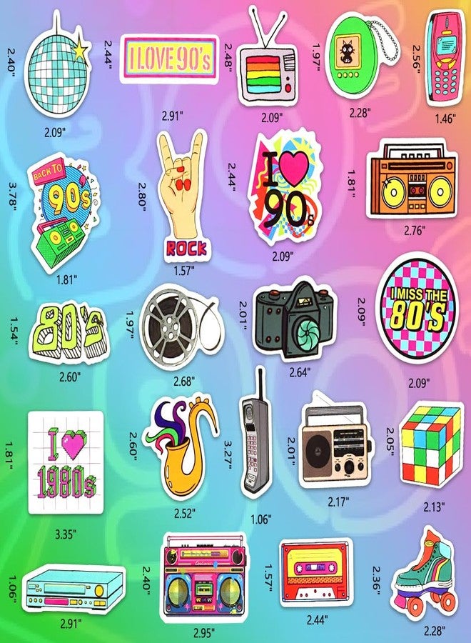 DETICKERS 80s 90s Stickers for Water Bottles 90s Party Decorations 70 PCS Waterproof Vinyl Gifts for Adult Stickers - Image 4