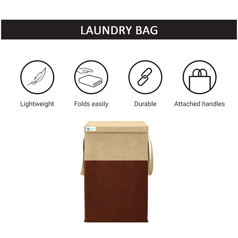 Unicrafts 68 L Laundry Basket for Clothes With Lid and Handles Durable and Collapsible Laundry Clothes Toys storage Bag Foldable Laundry Bin for Dirty Clothes Pack of 1 Pc BeigeBrown - Image 5