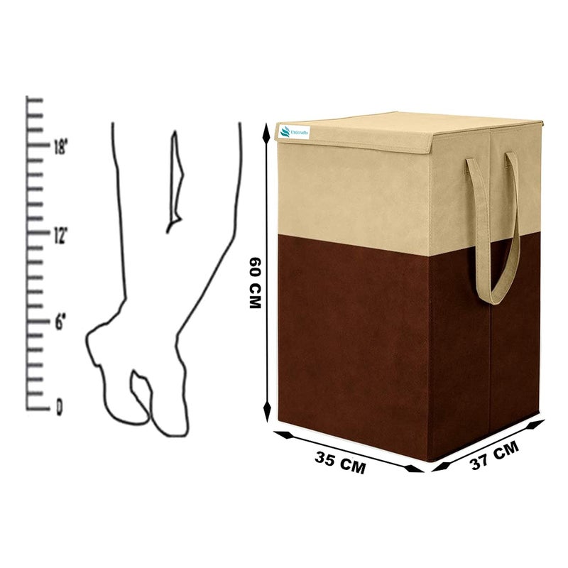 Unicrafts 68 L Laundry Basket for Clothes With Lid and Handles Durable and Collapsible Laundry Clothes Toys storage Bag Foldable Laundry Bin for Dirty Clothes Pack of 1 Pc BeigeBrown - Image 4