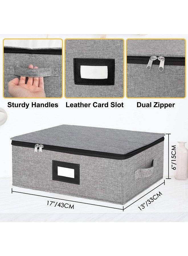 Homyfort China Storage Containers Chest for Cups, Tea Mugs Sets Storage Box with Lid and Handles, Holds 12 Coffee Mugs and Tea Cups, Hard Shell and Stackable (Grey) - Image 4