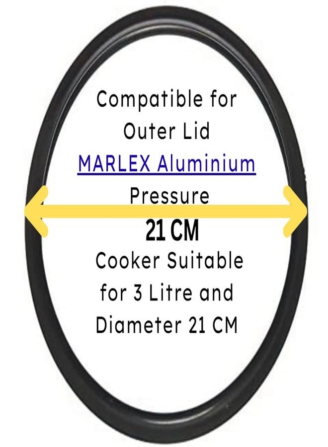 QUICK CLICK GOODS Aluminium Pressure Cooker Rubber Gasket, Black, Compatible for MARLEX 3 Litre Outer Lid, 21 cm Diameter - Image 2